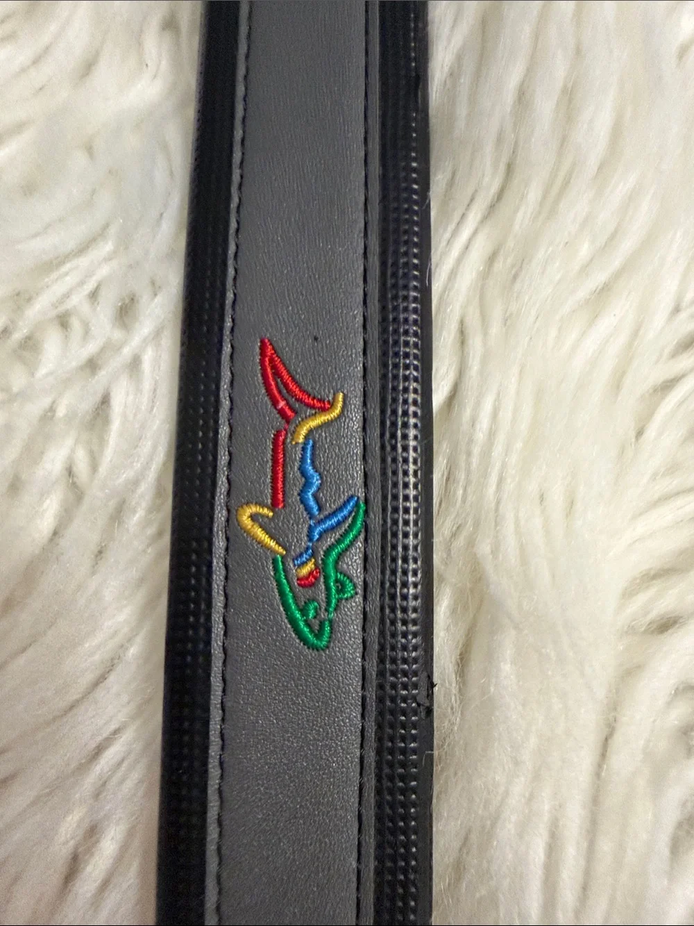 Greg Norman Men's Gray Leather Belt with Multicolor Stitching size 34